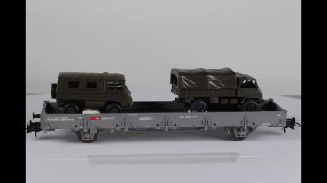 Roco 66739 Rungenwagen SBB mit 2 Militärfahrzeuge