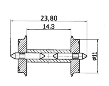 Roco 40193 Radsatz 11mm get.Achse   1 Paa