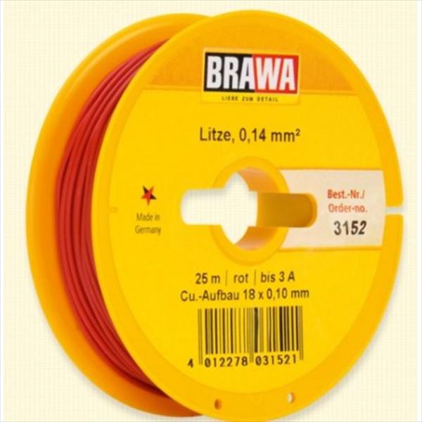 Brawa 3152  Schaltlitze 0,14 mm², 25 m Spule, rot