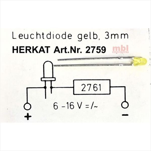 Simatrain-Herkat 2759 Leuchtdiode gelb6-16Volt 3mm