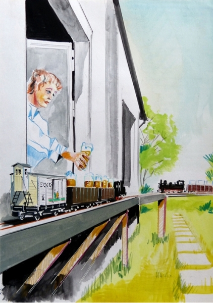 Loisl Nr. 53180 Holzfäller neben Waldbahn