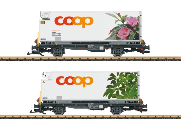 LGB 45885 Containerwagen Set COOP RhB 2 Wagen