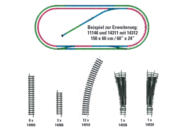 Minitrix 14312  Gleis-Ergänzungspackung H2